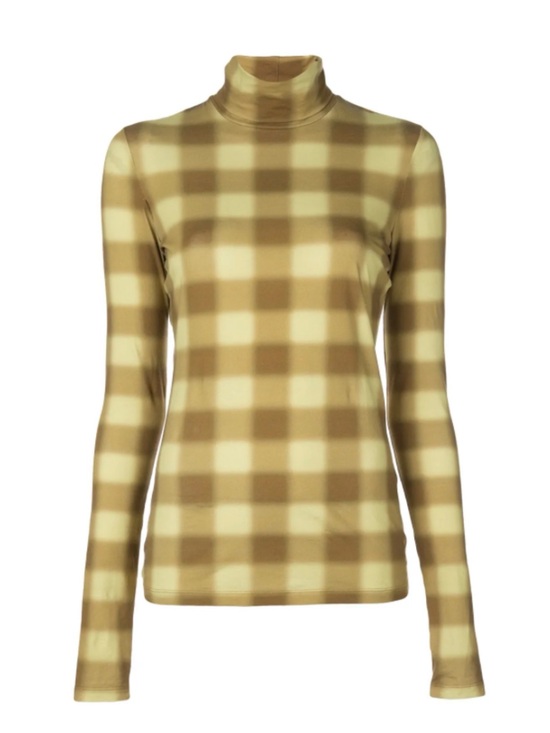 Proenza Schouler Tops - Proenza Schouler Women XS Gold Brown Plaid Turtleneck Top NWT Luxury Designer